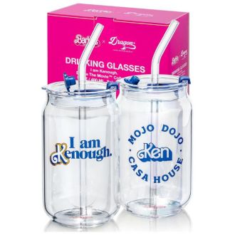 Dragon Glassware  Dragon Glassware x Barbie The Movie - 16 oz Glass Cups with Lids and Straws