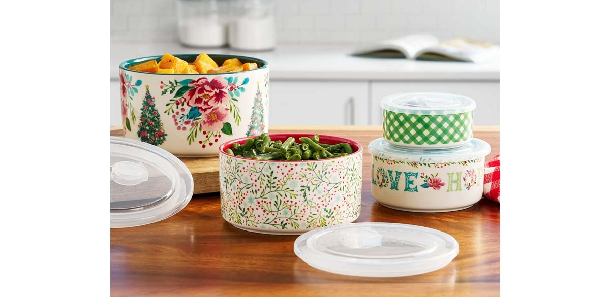 The Pioneer Woman Merry Meadow 8-Piece Ceramic Bake &amp; Store Set