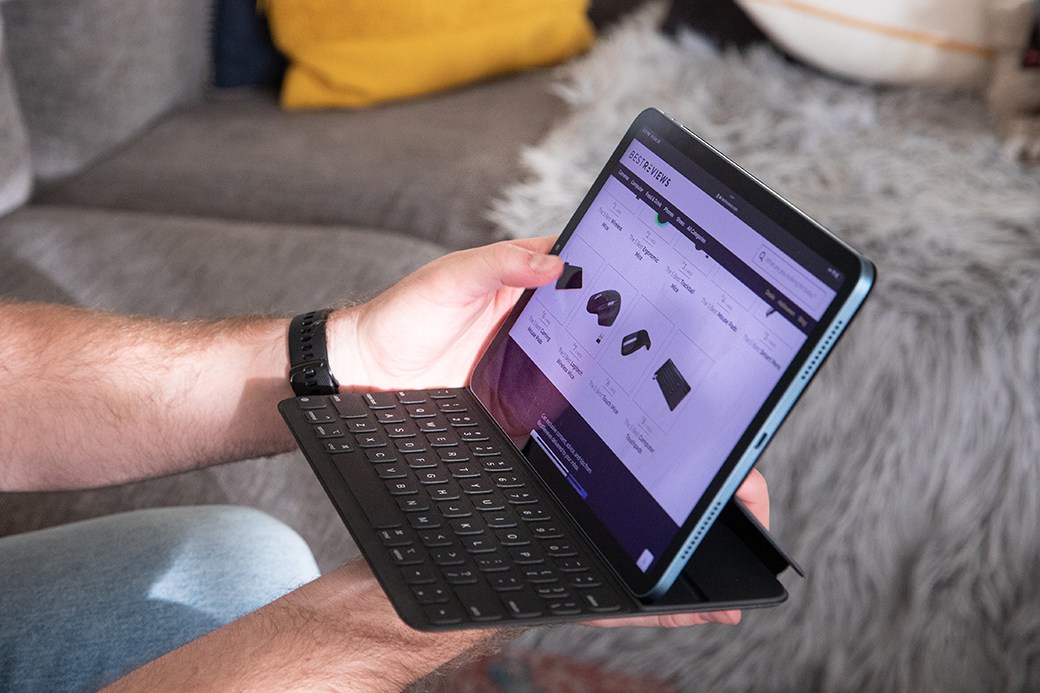 Person using iPad with smart keyboard