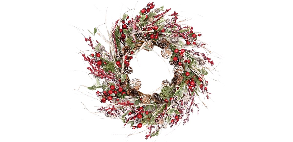 The Holiday Aisle Farmhouse Berry Pine Winter Christmas Birch Wreath