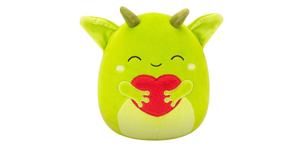 Squishmallows Original 8in Fitzy The Green Goblin Holding Fuzzy Heart