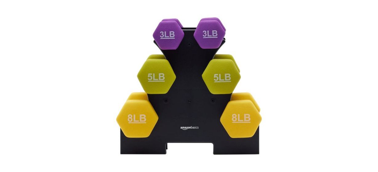 Amazon Basics Neoprene-Coated Dumbbell Hand Weight Set