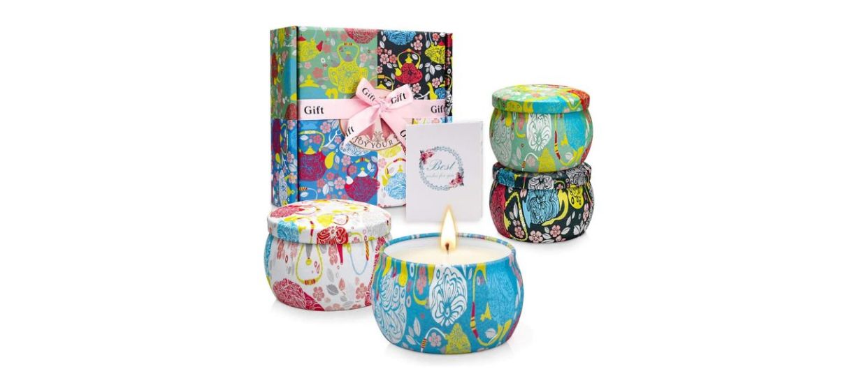 XVDZS 4-Pack Soy Candle Gift Set on white background