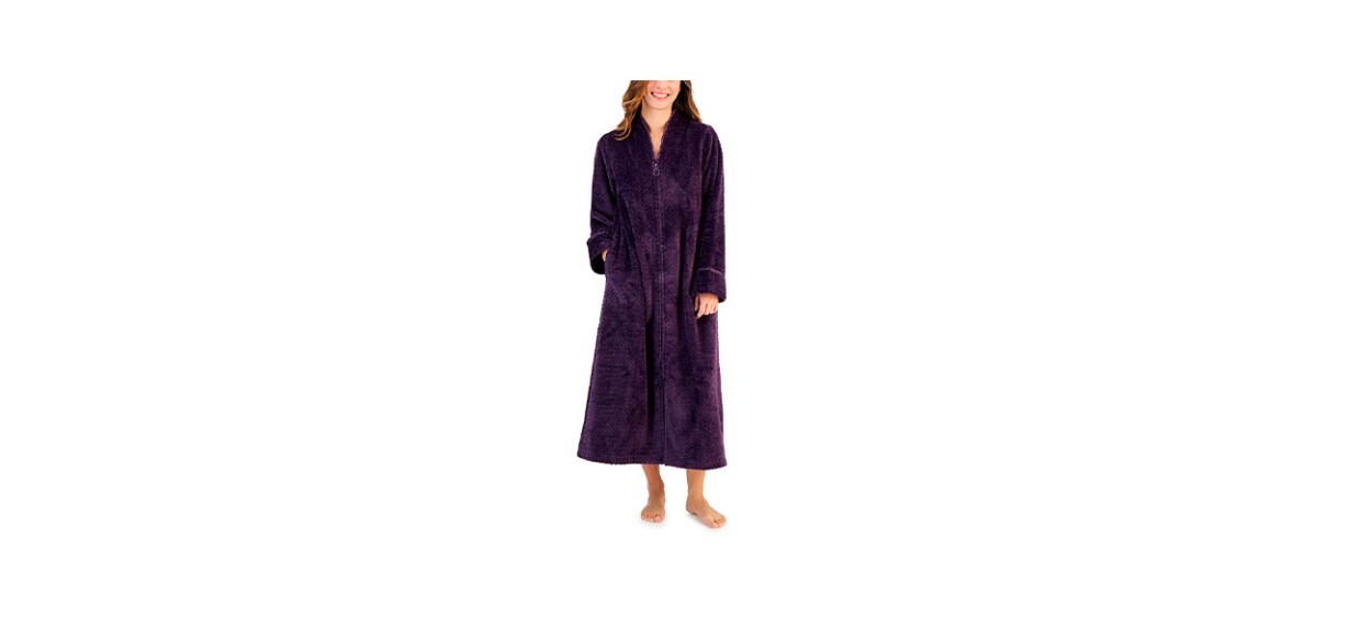 Best Women's Plush Zigzag Zipper Robe