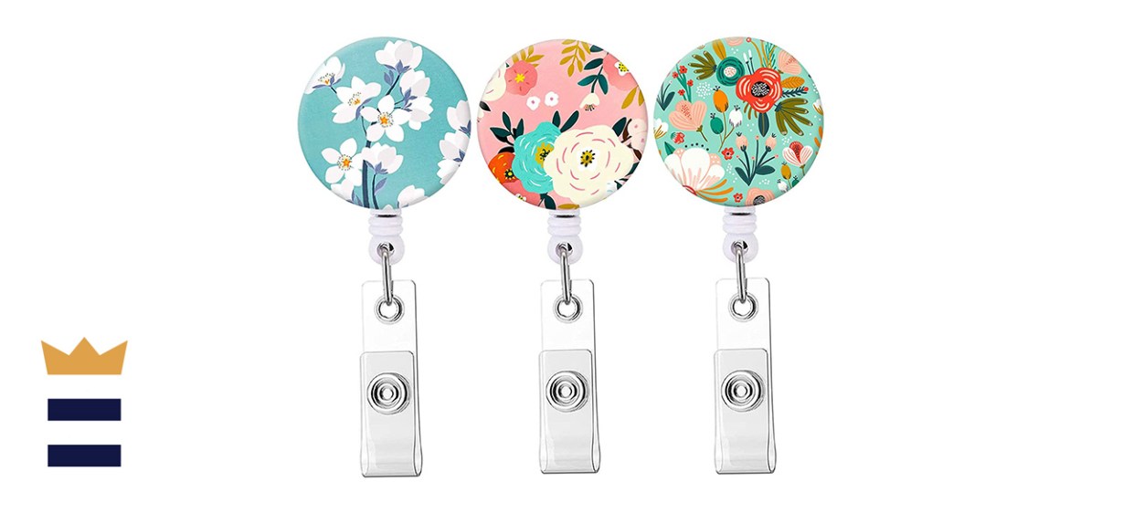 Botrinuo Three-Pack of Decorative Retractable Badge Reel Clips