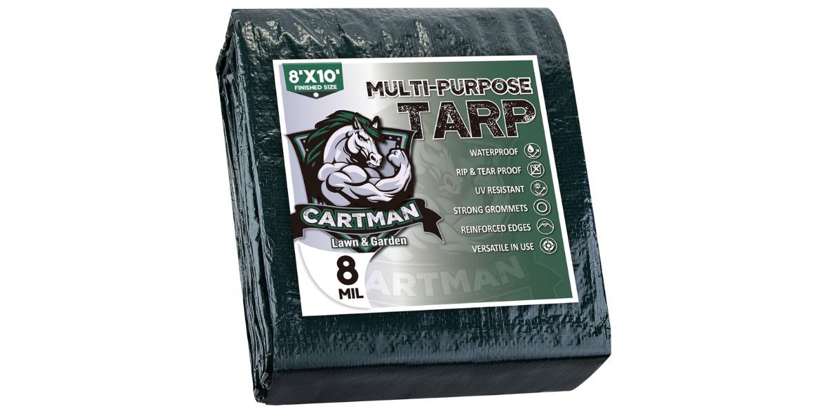 CARTMAN Finished Size 8x10 Feet Waterproof Green Tarp