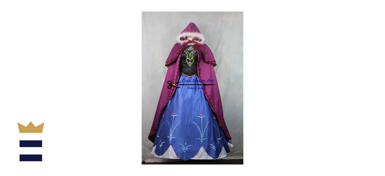 Lisa Queen Art Frozen Anna Queen Cosplay Costume Adult Frozen Anna Embroidery Cosplay Suits Custom Made For Girls Women