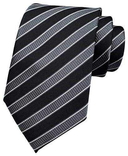 Secdtie Men&#039;s Classic Stripe Jacquard Woven Silk Tie
