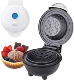 Cucinapro Mini Waffle Ice Cream Cone Maker - Bake 4 Homemade Mini Cones at Once, Black