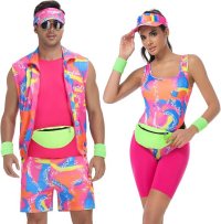 Tosjack 80s Couple's Workout Costume Set