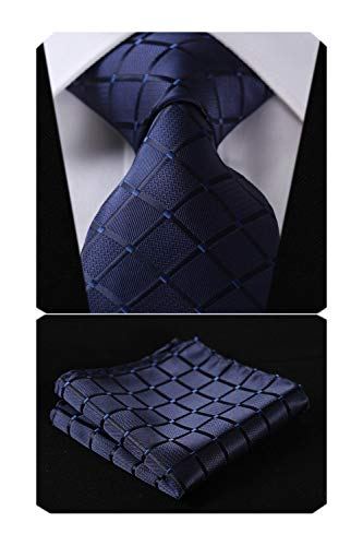 HISDERN Men&#039;s Necktie &amp; Pocket Square Set