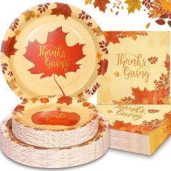 Boocikey Thanksgiving Plates and Napkins Set