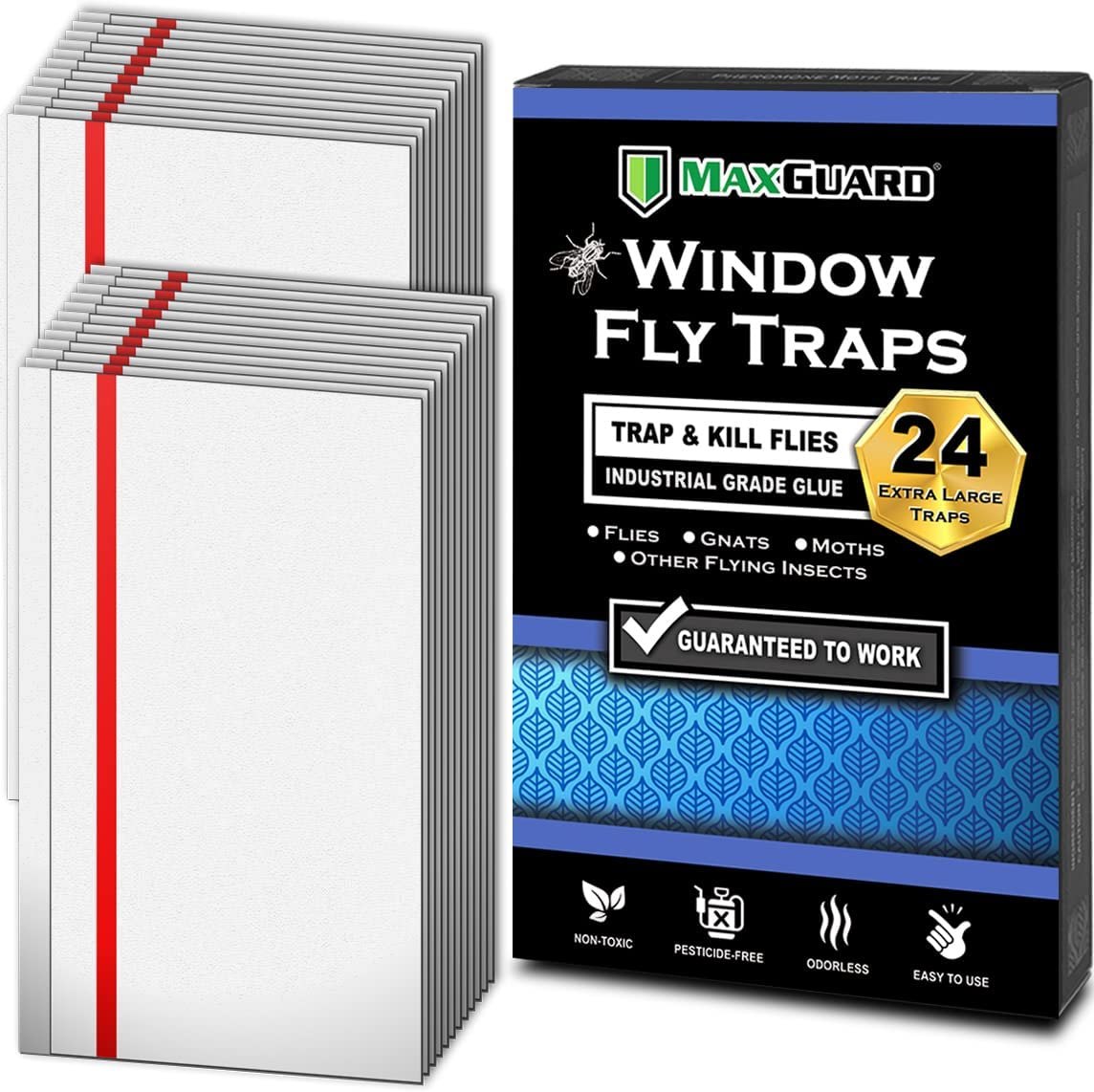 MaxGuard Window Fly Traps, 24 Catch/Kill XL Traps,