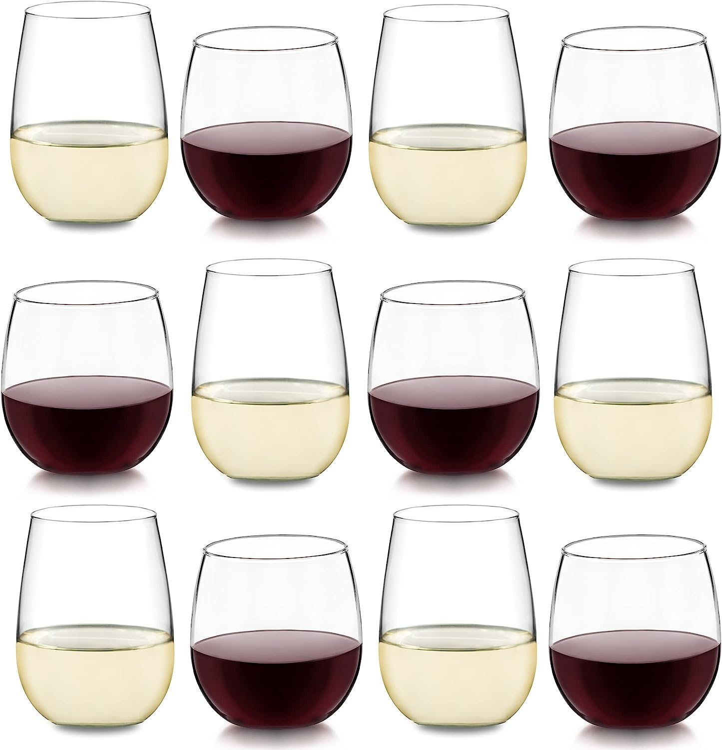 Libbey Stemless Wine Glasses for Red and White Wines