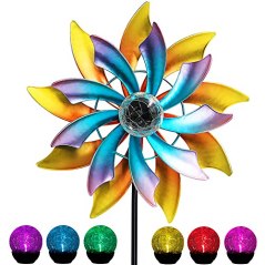 MAGGIFT Solar Powered LED Wind Spinner