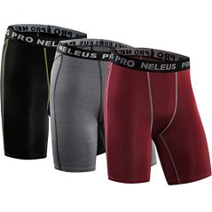 Neleus 3-Pack Sport Compression Shorts