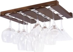 Rustic State Under Cabinet Wood Stemware Rack