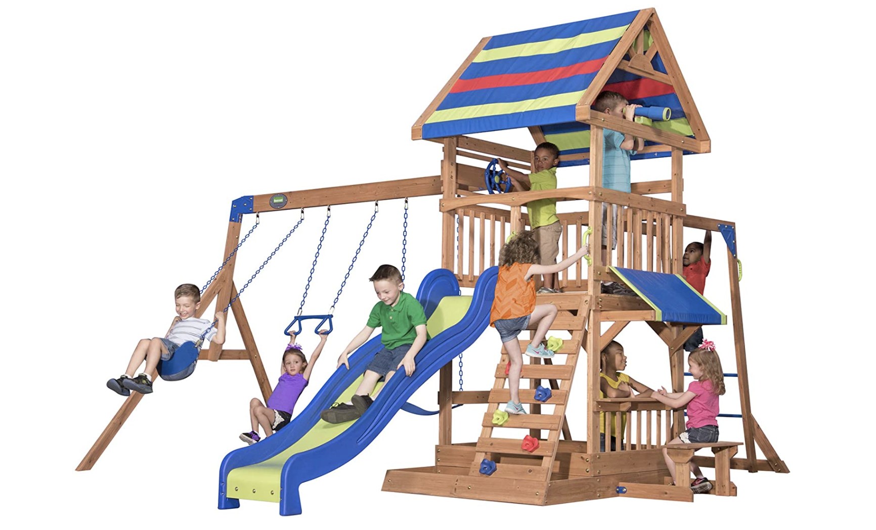 Backyard Discovery Beach Front All Cedar Wooden Swing Set