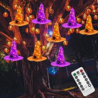 Twinkle Star Lighted Hanging Witch Hats Halloween Decoration